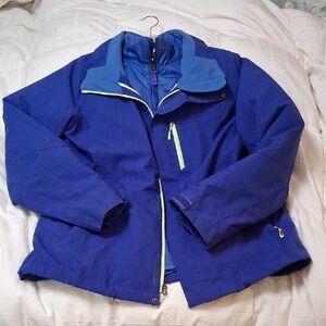 EUC North Face Jacket Women's 3 In 1  Purple/Blue Greenish/Yellow Trim XL